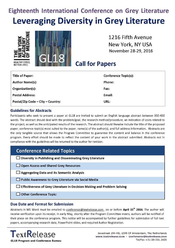 GL18 Call for Papers