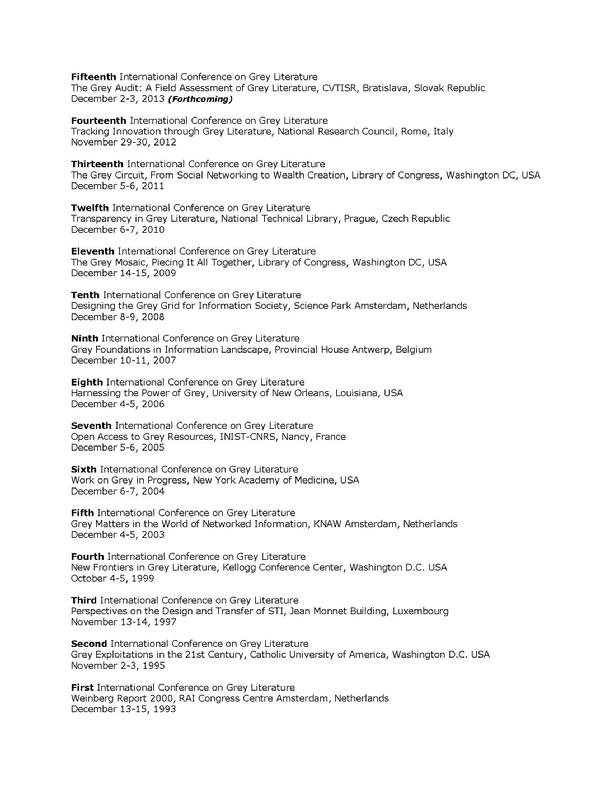 List GL Conferences, 1993-2013