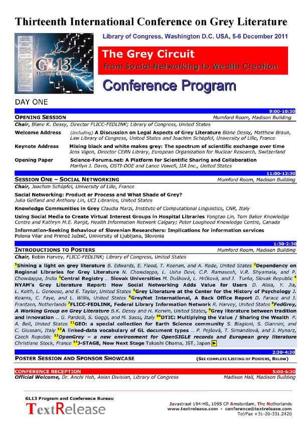 GL13 Conference Program