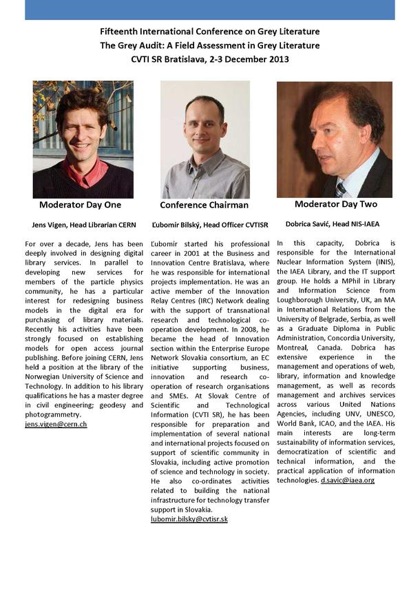 GL15 Conference Chair and Moderators