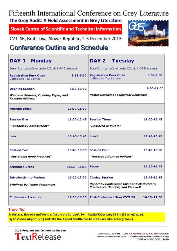 GL15 Conference Outline and Schedule