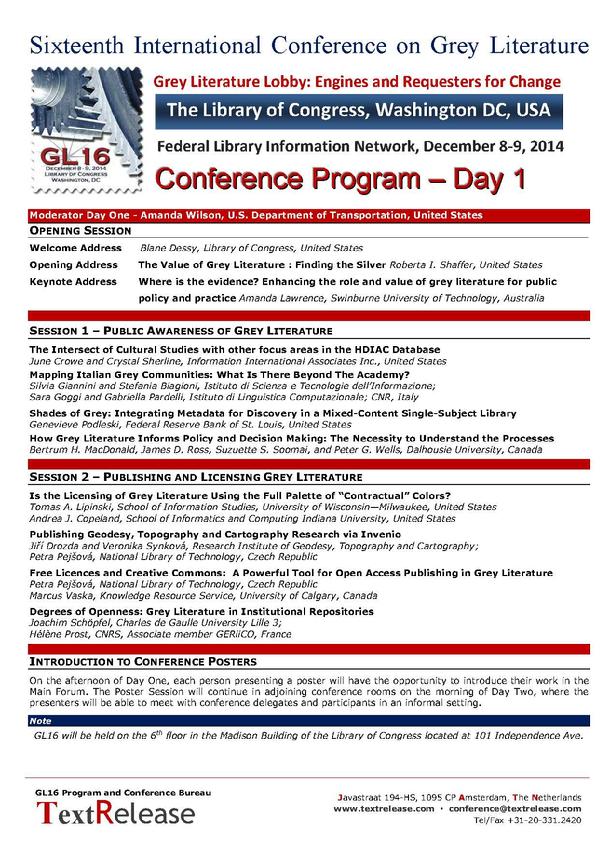 GL16 Conference Program
