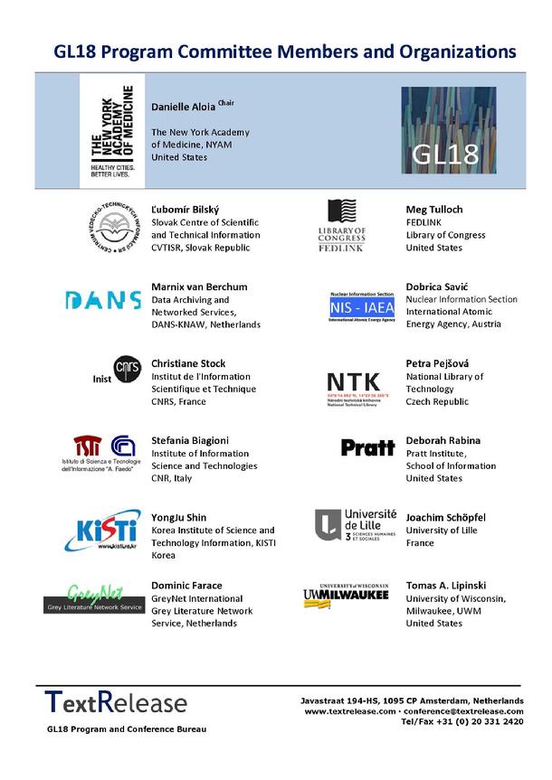 GL18 Program Committee and Organizations