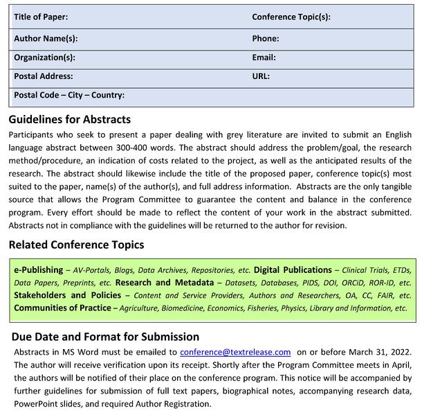 GL2022 International Conference on Grey Literature