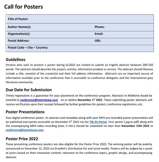 GL2022 Call for Posters