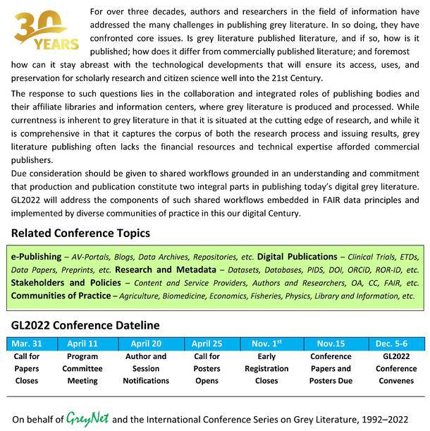 GL2022 International Conference on Grey Literature 
