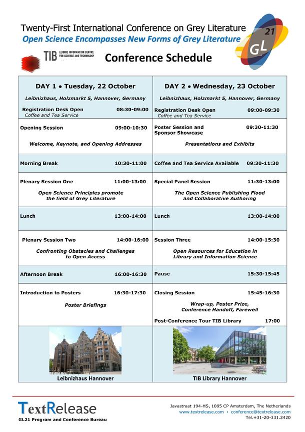 GL21 Conference Schedule